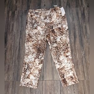 Chicos Leopard Print Design Stretch Denim  Pants